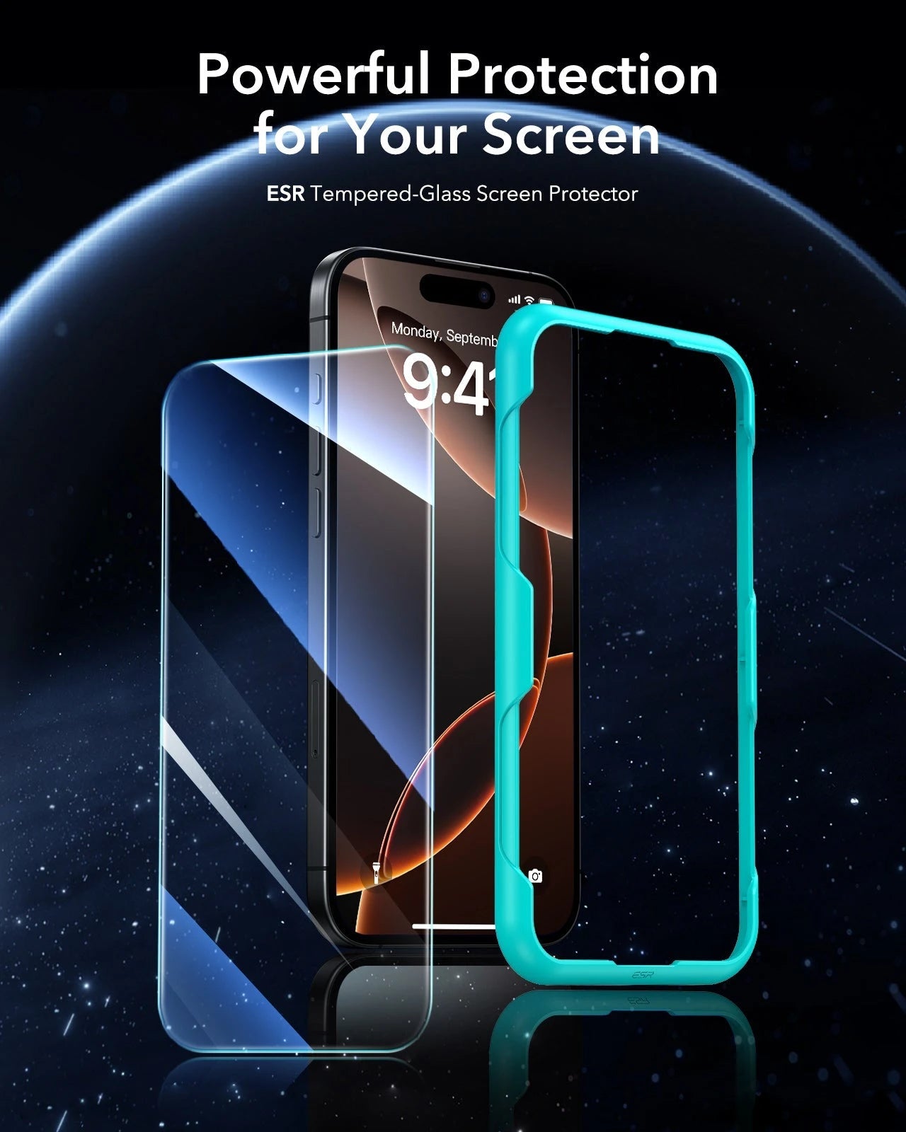 iPhone 16 Pro Tempered-Glass Screen Protector - 3 Pack with Alignment Frame ESR