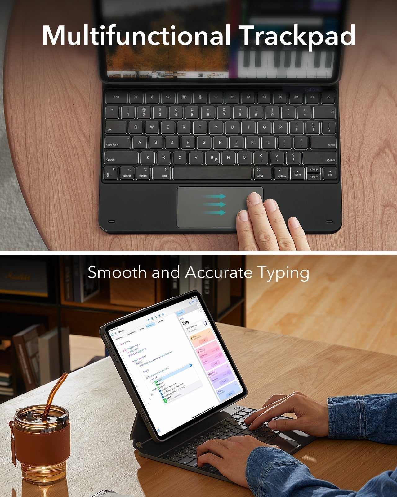 iPad Air 13“ (2025) Magnetische Rebound Tastatur Hülle 360 Schutz Paper Feel Bündel - DE Layout -Schwarz ESR ESR