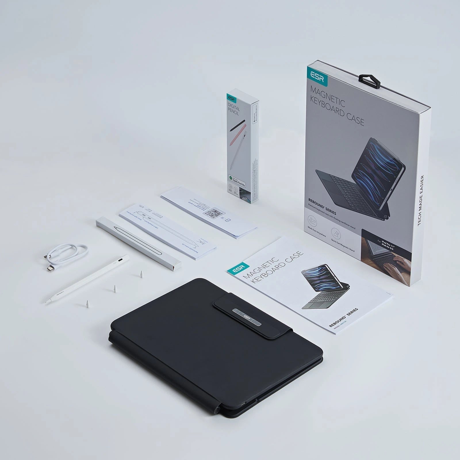 iPad 11th (A16,2025) Rebound Magnetic Keyboard Case and Pencil Bundle-UK Layout-Black ESR ESR