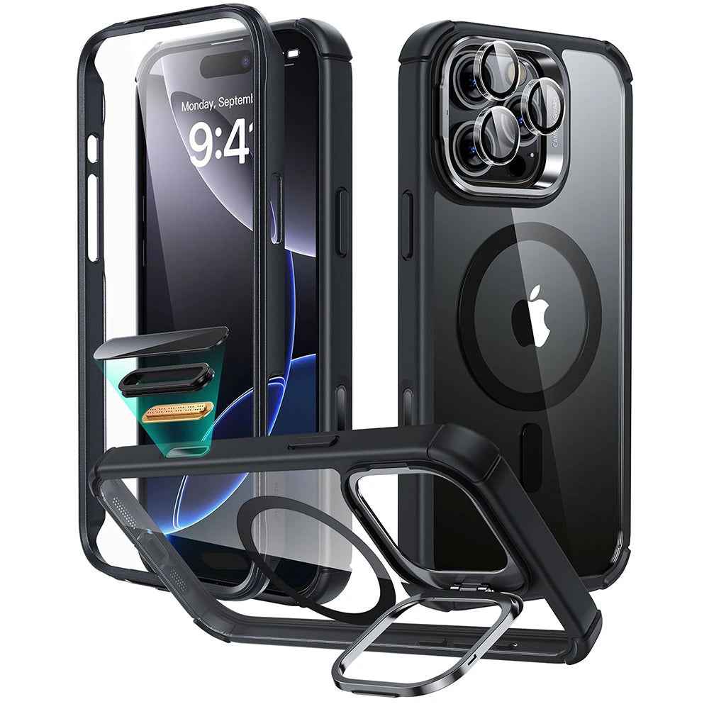 iPhone 16 Pro Armor Tough Magnetic Case (Camera Control, Stash Stand) - Clear Black（复制） ESR ESR