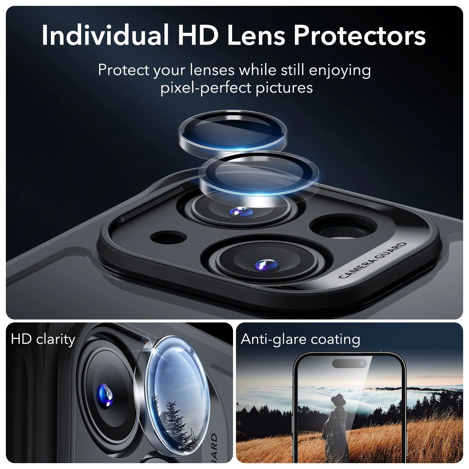 iPhone 15 Armor Tough Case (HaloLock) - Clear Black ESR