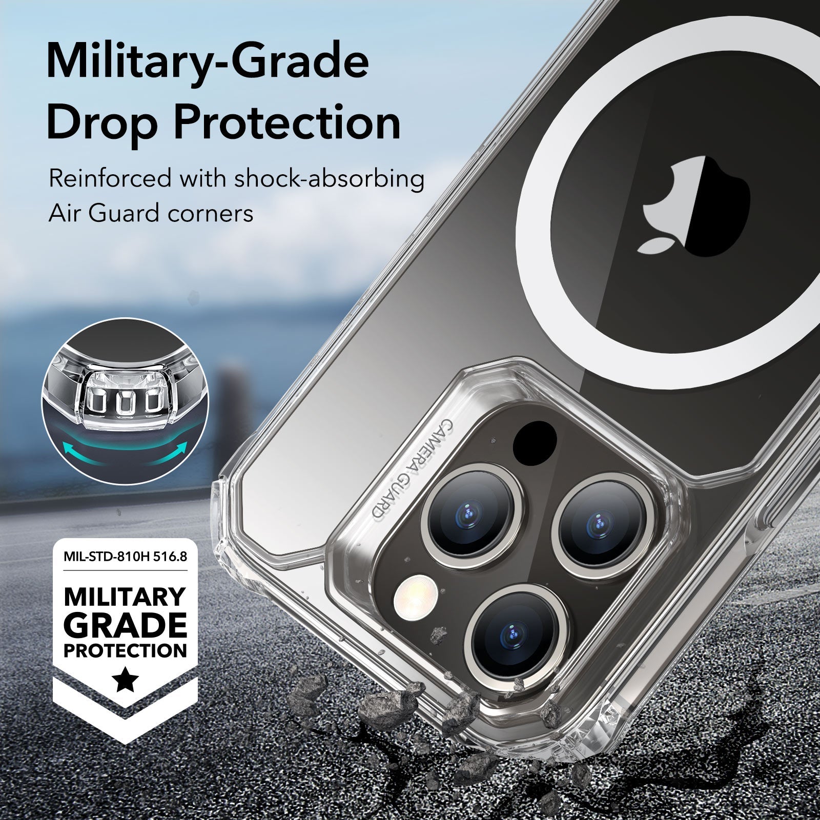 iPhone 15 Pro Air Armor Clear Case Set (HaloLock) - Clear Dark Blue ESR ESR