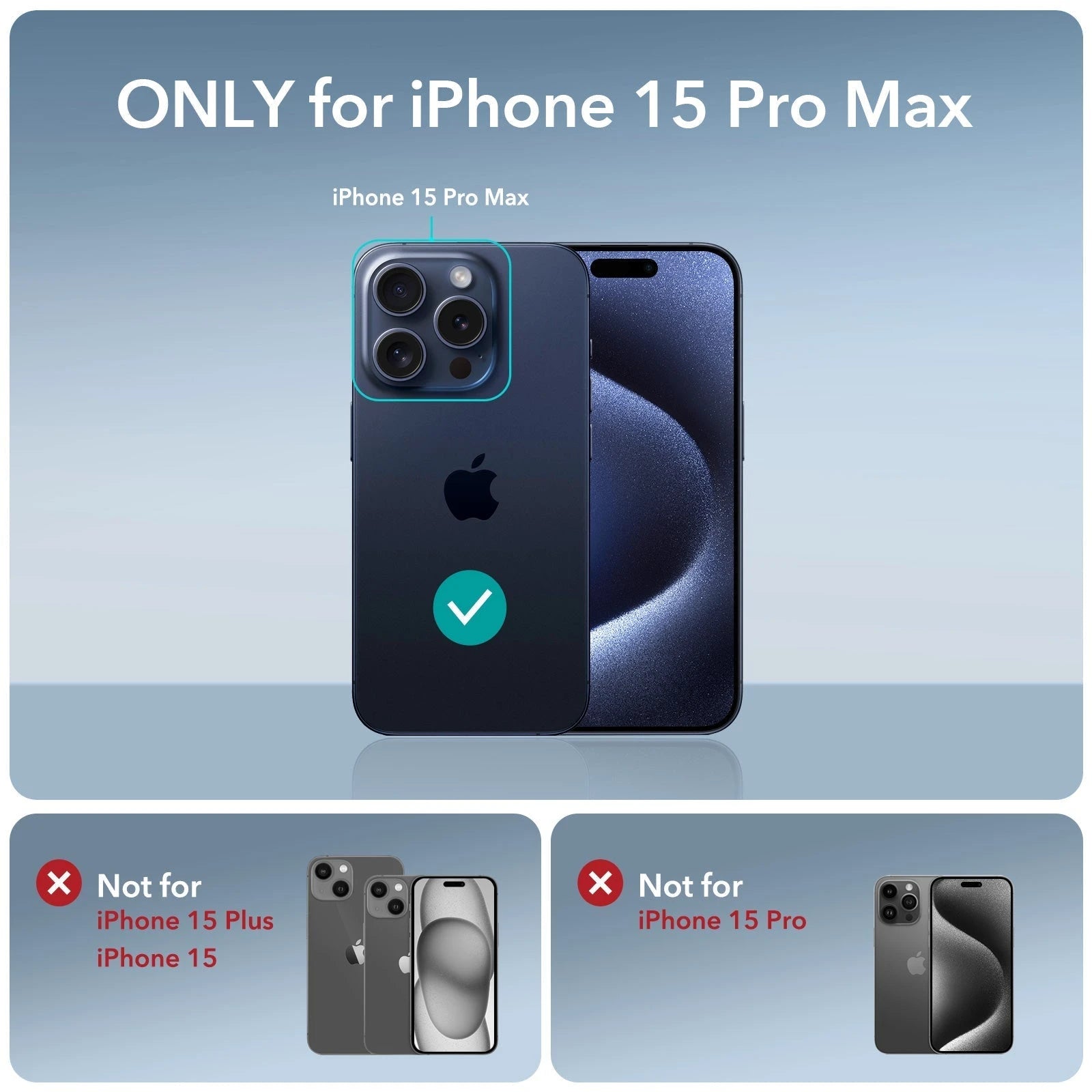 iPhone 15 Pro Max Air Armor Clear Case Set (HaloLock) - Clear Dark Blue ESR ESR