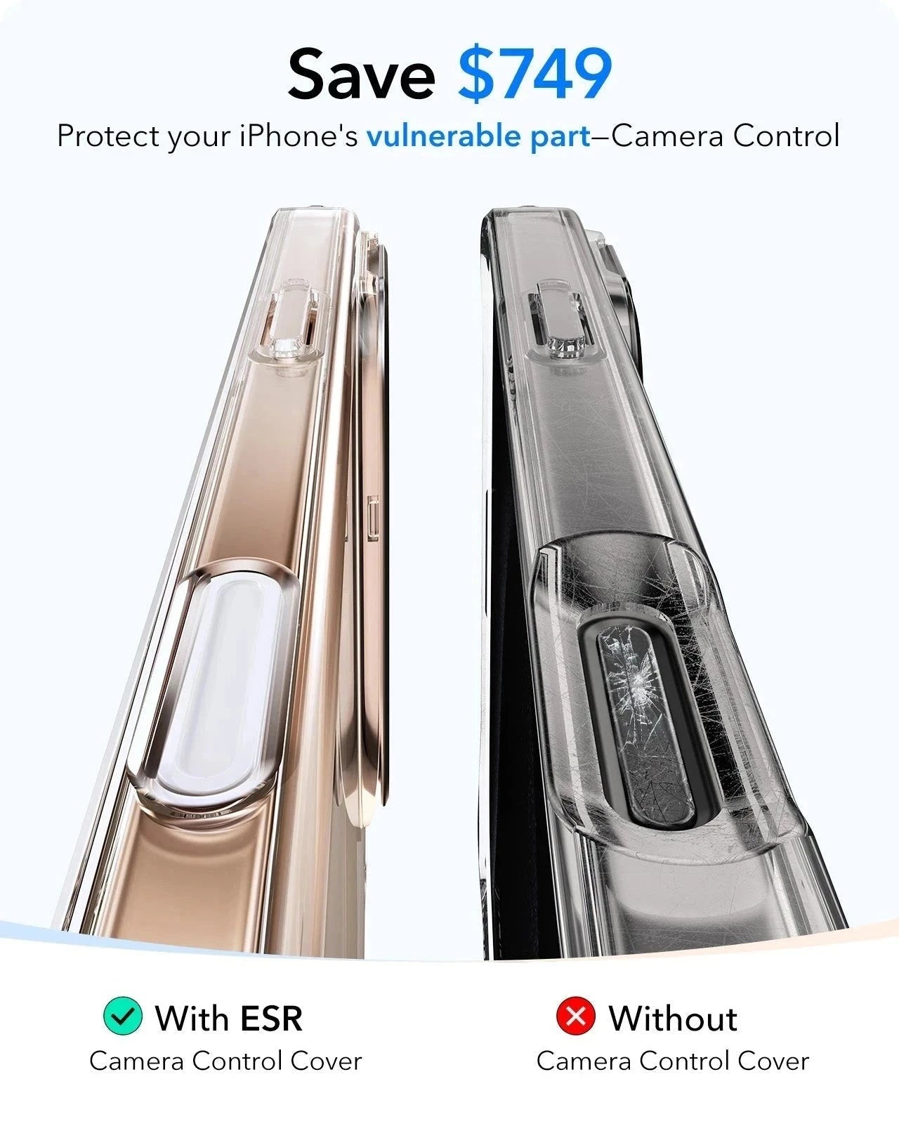 iPhone 16 Pro Max HaloLock Classic Hybrid Case Protection Bundle (Camera Control, Stash Stand) - Clear ESR ESR